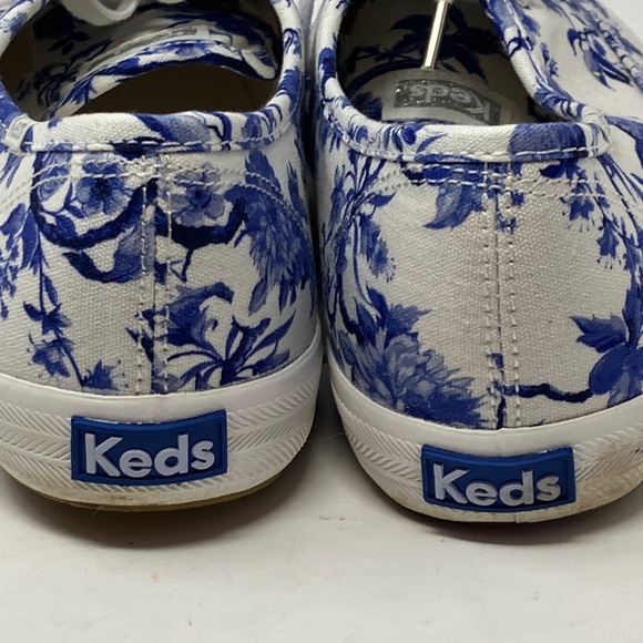 Keds Women’s White/Blue Floral Sneakers WF63485 –  Canvas Lace Up Sneakers 7.5M - Picture 7 of 11
